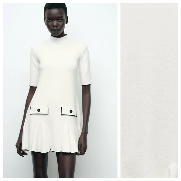 NWT. Zara White Viscose Blend Godet Short Dress. Size S. - Picture 2 of 11